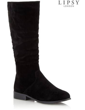 lipsy ruched flat knee boot