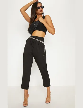 diya black pinstripe casual trousers