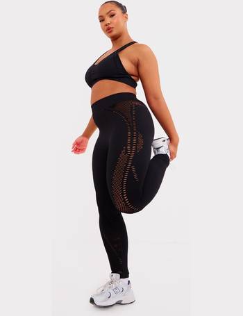 PRETTYLITTLETHING Charcoal Seamless All Over Cut Out Detail Leggings