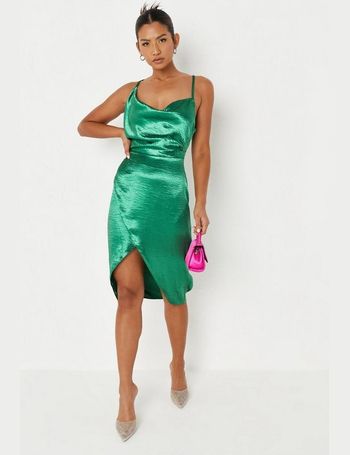 Missguided Petite Asymmetric Cowl Neck Satin Midi Dress