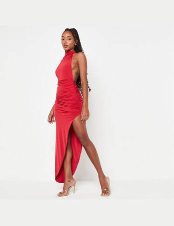 Silky Wrap Over Maxi Dress Red - Missguided