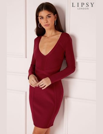 Lipsy long sleeve bandage on sale dress