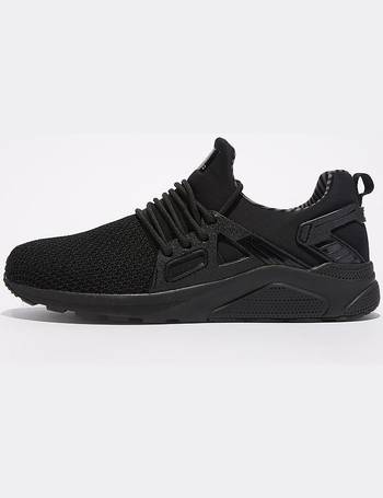Certified London CT8000 Runner Mens Trainers Black Mono Gym Shoes 