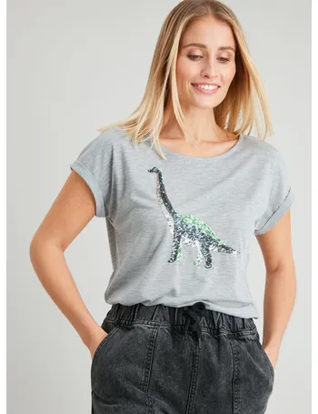sequin dinosaur t shirt women's