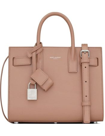 Saint Laurent Small Uptown Tote Bag in Beige Canvas and Glossed