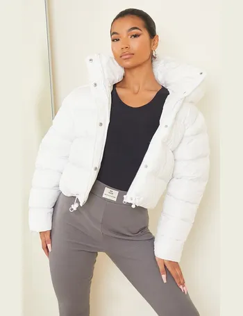 womens white puffer coat with fur hood