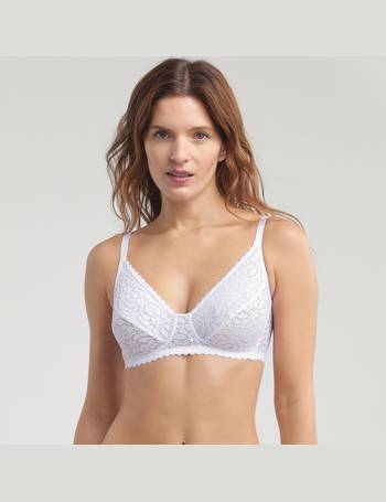 Non-underwired triangle bra in lace, red, La Redoute Collections