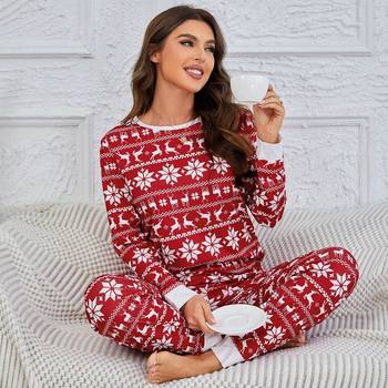 Family Matching Christmas Print Tee & Pants PJ Set for Christmas