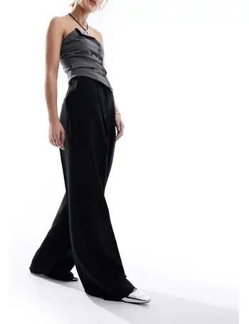 Womens Black High Waisted Trousers