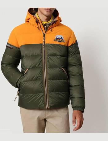 Mens Napapijri Skidoo Orange Smock Quilted Lined Warm Jacket Coat size Mens  XS