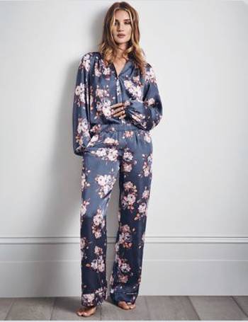 Marks & Spencers PYJAMA SET M&S satin print LONG SLEEVE top/bottoms nightdress 
