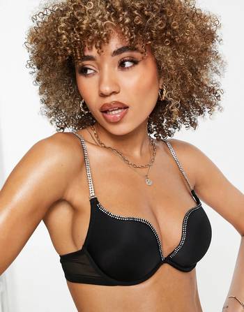 Ann Summers Unfaithful 1/4 cup bra with cutout lace detail in black