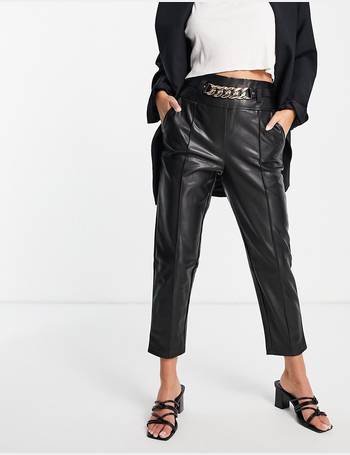 River Island faux leather straight leg trouser in black  ASOS
