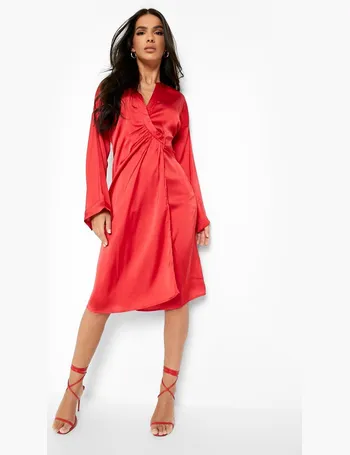 boohoo kimono sleeve midi dress in mixed stripe and floral print