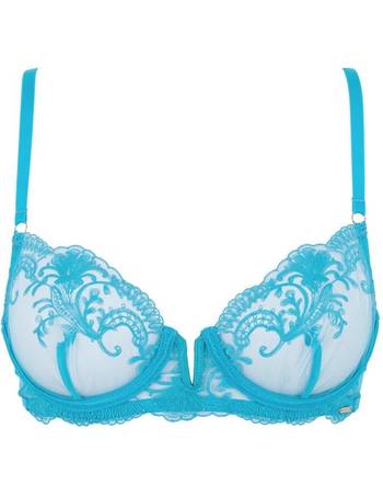 Bluebella Irena 1/2 cup lace balconette bra with wavy V wire in cobalt