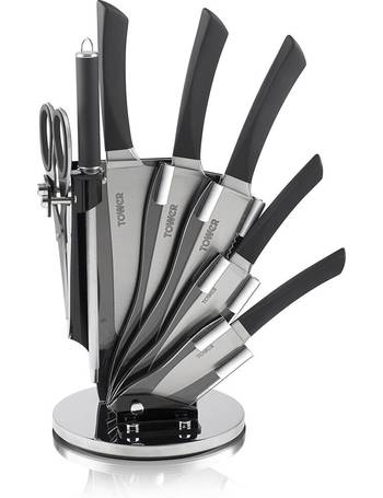 Tower Rose Gold And White 5 Piece Knife Block Set