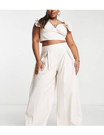 ASOS LUXE Curve beach sheer wide leg pants with tulle corsage