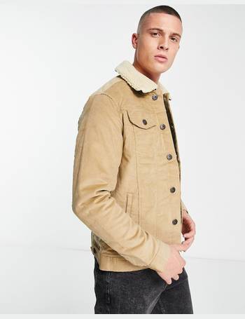 Jack & Jones Originals teddy borg zip up jacket in navy