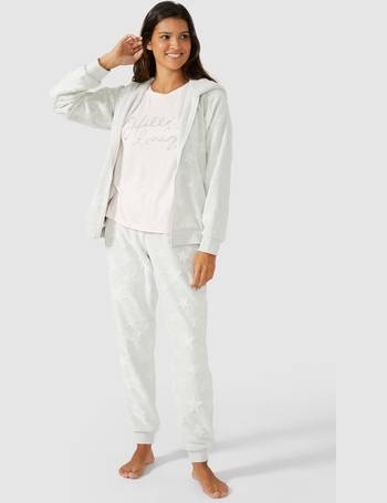 Buy Debenhams Long Sleeves Fleece Robin Pajama Set In White