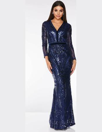 quiz navy embellished dress