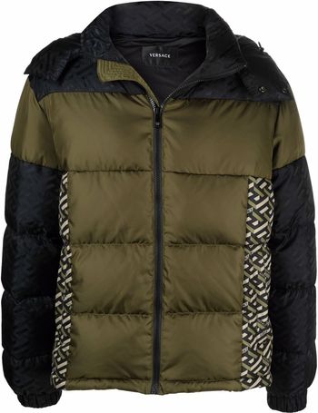 Versace Greca Argyle Accent Padded Jacket In Black