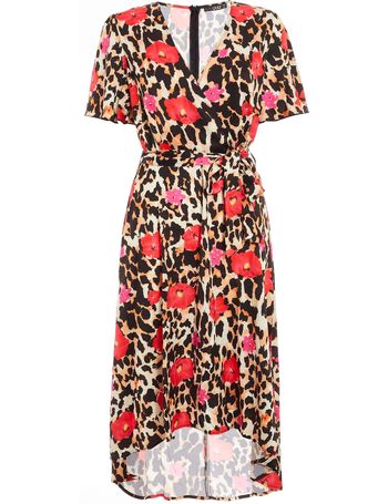 quiz leopard wrap dress