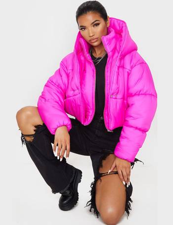 pink puffer jacket pretty little thing