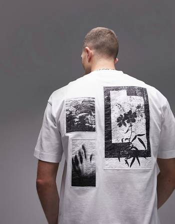 Topman heavyweight extreme oversized fit t-shirt with front and back  dreamer embroidery in white