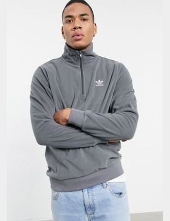 adidas originals half zip fleece sweatshirt in dark grey heather