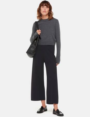 Olive Linen Cropped Wide Leg Trouser, WHISTLES