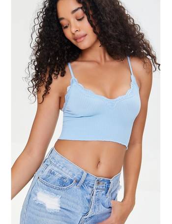 Seamless Ribbed Lace Bralette