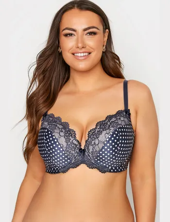 Blue Lace Padded Underwired Plunge Bra