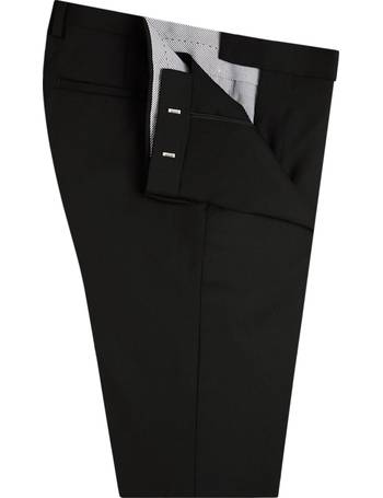T.M.Lewin Mens  Abbotsbury Regular Fit Trouser in Plain Black Barberis Wool 