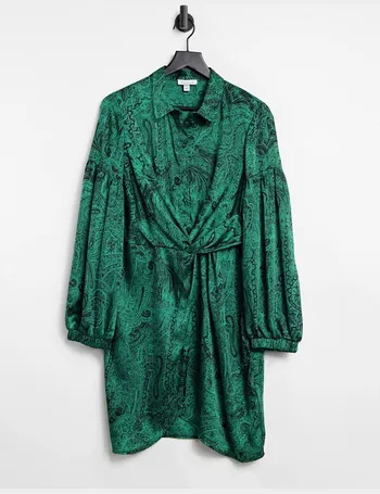 topshop green silk dress