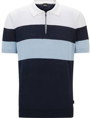 BOSS Black Polston Ribbed Cotton-Piqué Zipped Polo Shirt