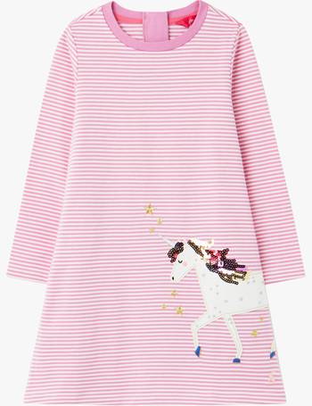 Pink Strip Sequin Rainbow Joules Lucy Mock Layer Dress Girls 6 years 