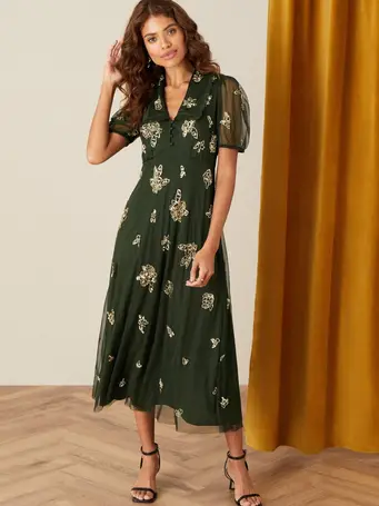 monsoon apple embellished midi dress