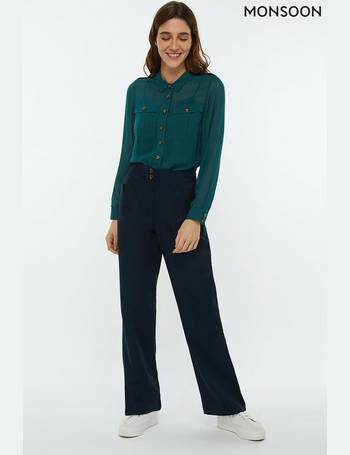 Cropped Trousers in Linen Blend Natural  Trousers  Leggings  Monsoon UK