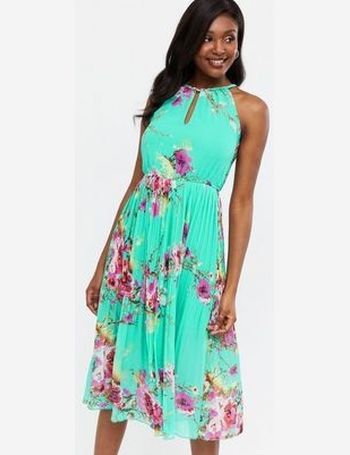 teal halter neck dress