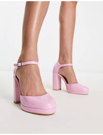 Public Desire Pink Double Platform Block Heel Sandals