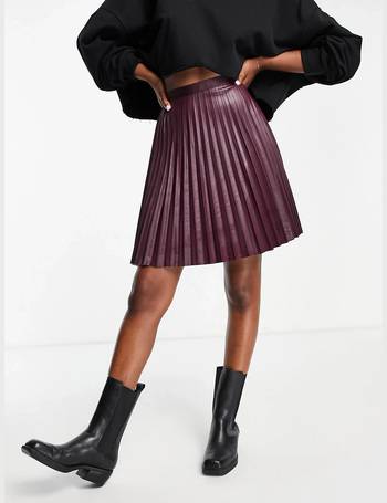 asos leather pleated skirt