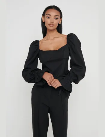 Louis Linen Wrap Blouse - Black – Pretty Lavish