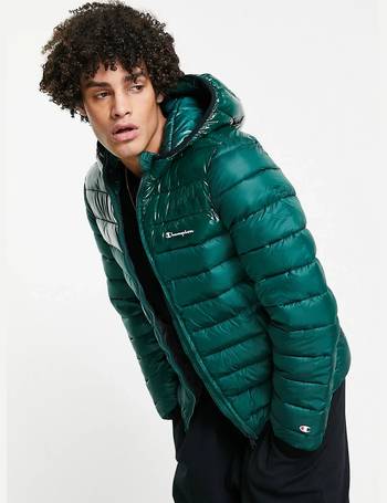 champion high neck padded jacket in green