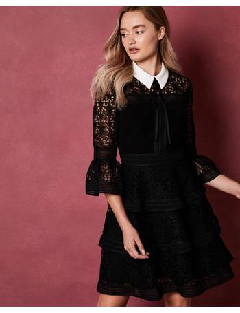 Starh star lace ruffle hot sale dress