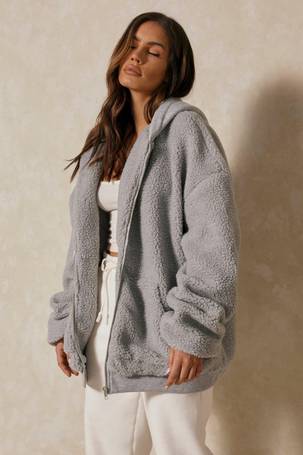 womens grey teddy coat