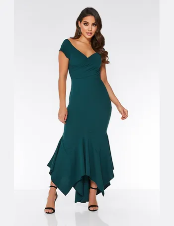 quiz green bardot embellished maxi dress
