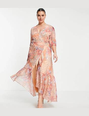 Hope & Ivy wrap maxi tea dress in buttercup floral
