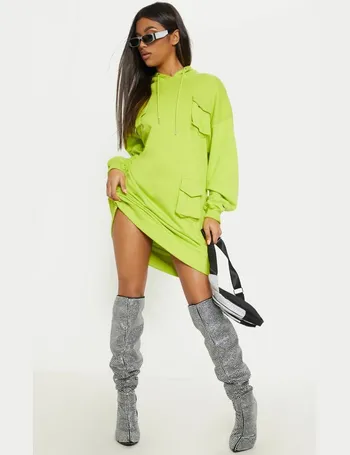 Neon green 2024 hoodie dress