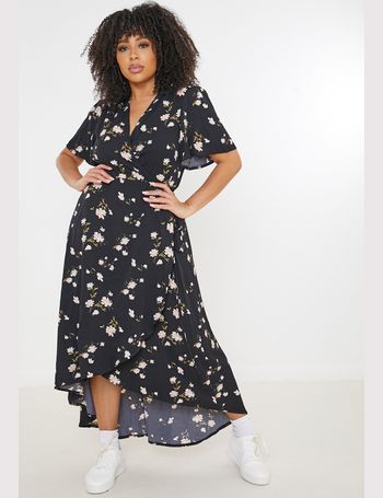 Missguided plus wrap midi dress in floral clearance print