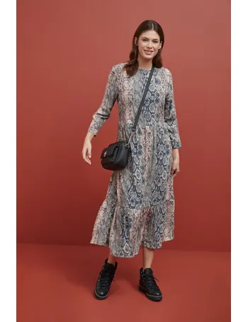 grey snake print midi dress